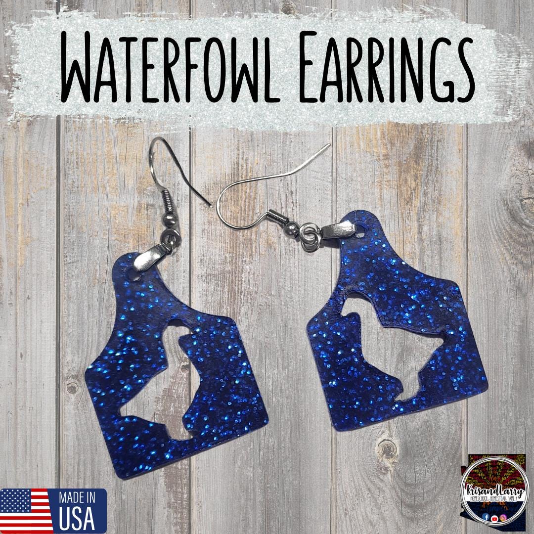 Blue Glitter Acrylic Livestock Tag Earrings – Lightweight Show Animal Jewelry – 4H FFA Gift – Farm Girl Style – Goat, Pig, Steer, Lamb,