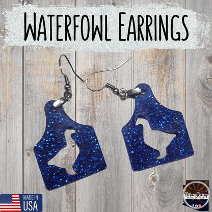 Blue Glitter Acrylic Livestock Tag Earrings – Lightweight Show Animal Jewelry – 4H FFA Gift – Farm Girl Style – Goat, Pig, Steer, Lamb,