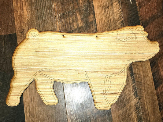 CUSTOM ORDER - WITH Etched Name - Pig Stall Sign blank, ears down, hereford, duroc, ears forward, livestock, wood stall blank, hog, swine,