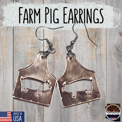 Mirrored Rose Gold Livestock Tag Earrings,  Lightweight Acrylic Jewelry, Show Animal Cutouts, 4H FFA Gift, Steer, Lamb, Pig, Turkey, Chicken