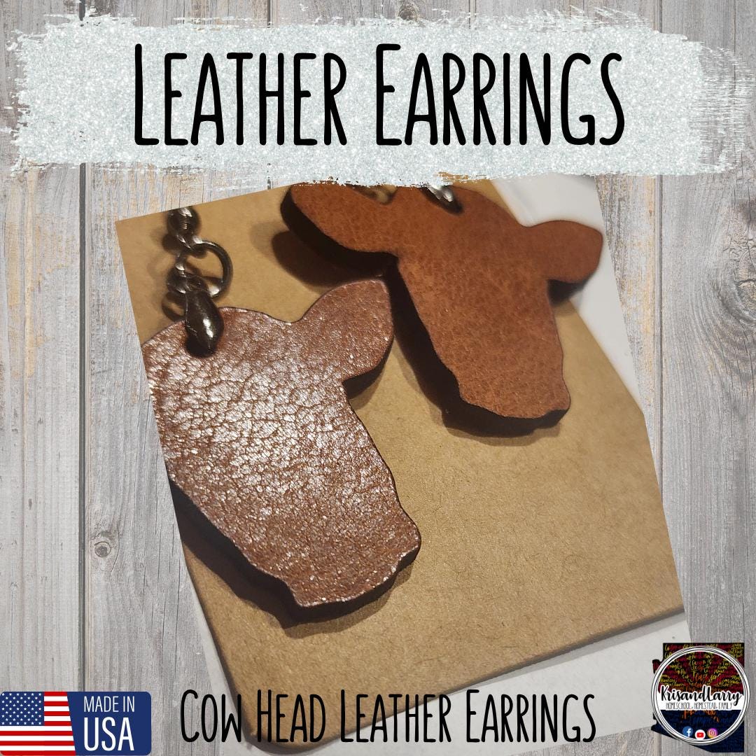 Cow Tag Leather Earrings – Western Farm Style Jewelry, Lightweight Livestock Earring Gift, 4H FFA Cowgirl Accessory