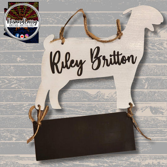 Custom Livestock Stall Sign with Chalkboard Base – Personalized Animal Cutout – 4H FFA Exhibitor Name Tag for Fair Pens