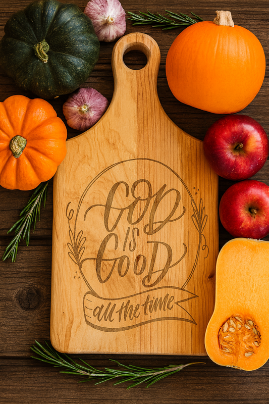 God is Good Cutting Board | Maple Paddle Bread Board | Christian Farmhouse Kitchen Decor