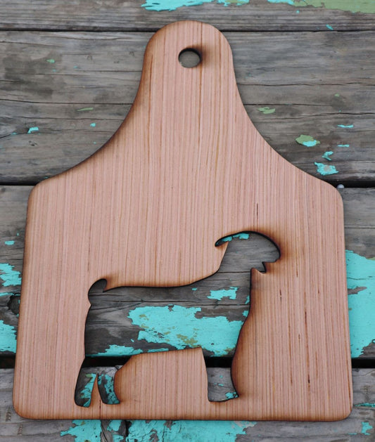 Market Goat Wood Ear Tag shaped Stall Blank, Cutout show goat, boer, Sign, livestock