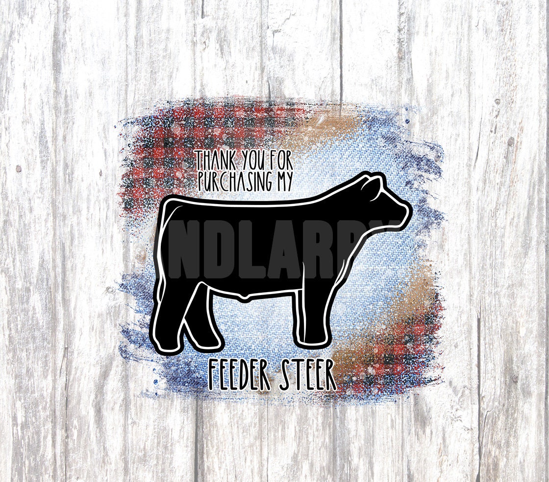 Thank you Buyers gift Livestock Show FEEDER steer, market beef with Barn wood Tumbler Sublimation file  - DIGITAL File, PNG