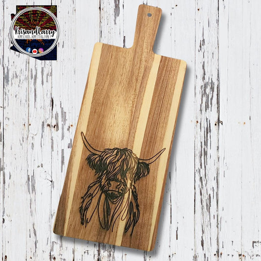 Scottish Highland Cow, Coo, Coos,  Acacia Cutting Board, cow, highland