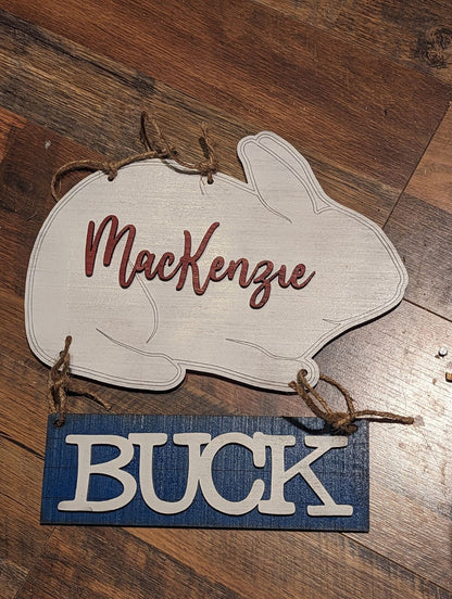 Custom Livestock Stall Signs – Steer, Lamb, Goat, Pig, Swine, Dairy Goat, Turkey – Cutout Barn Signs for 4-H & FFA Exhibitors