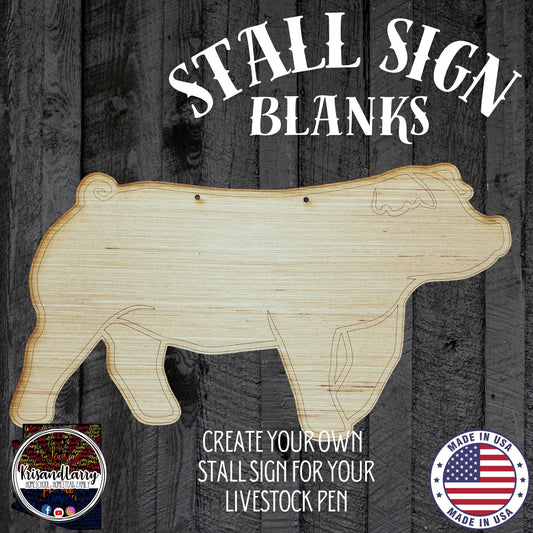 Pig Stall Sign Blank | Floppy Ears Hog Cutout Hereford, Duroc, Chester, Poland, Spot 4H & FFA DIY Livestock Show Sign Ears Down Swine Decor