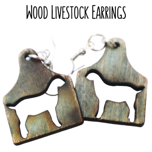 Distressed Tag Dairy Goat Earrings, Turquoise Wood Ear Tag Earrings, Livestock Jewelry, Dairy Goat, Lightweight, Handmade, Nickel-Free