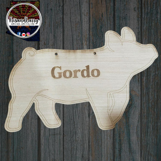 CUSTOM ORDER - WITH Etched Name - Pig Stall Sign blank, ears up, yorkshire, hampshire, livestock, wood stall blank, pig, hog, swine,