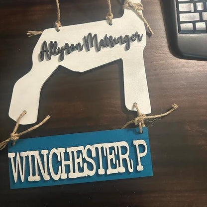 Oklahoma Stall Sign – State Shaped Livestock Tag for 4H & FFA – Custom Barn Sign for Steer, Goat, Pig, Lamb, Turkey, OK