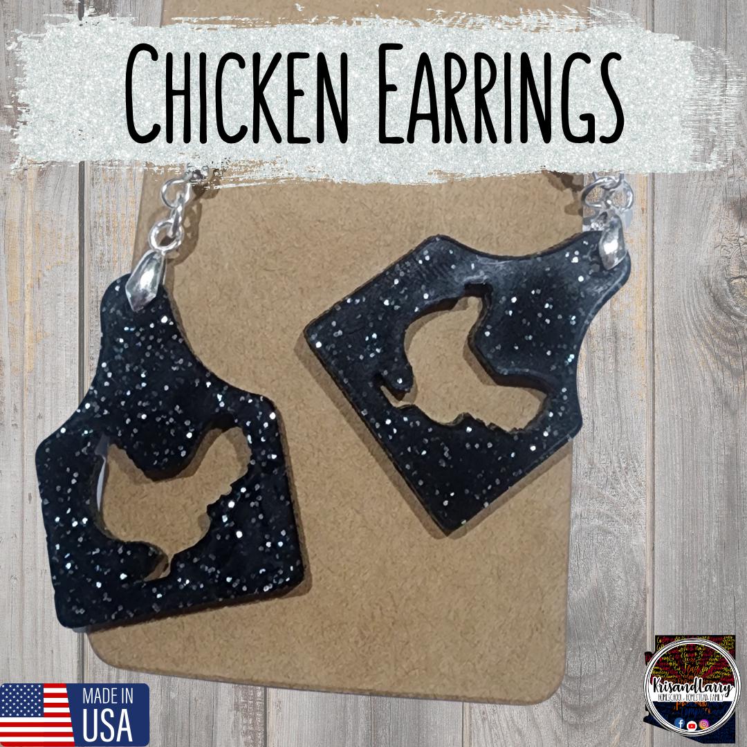 Black Glitter Acrylic Livestock Tag Earrings – Lightweight Show Animal Jewelry – 4H FFA Gift – Farm Girl Style – Goat, Pig, Steer, Lamb,