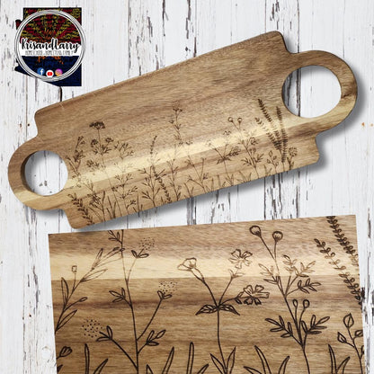 WildFlowers Acacia Cutting Board, farmhouse, charcuterie
