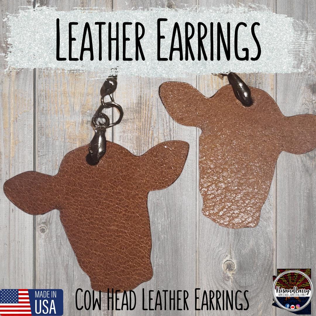 Cow Tag Leather Earrings – Western Farm Style Jewelry, Lightweight Livestock Earring Gift, 4H FFA Cowgirl Accessory