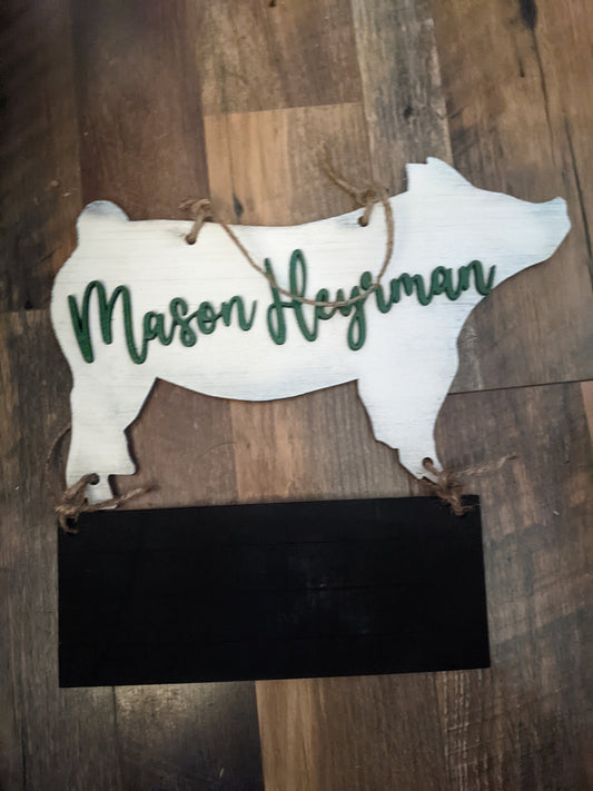 Livestock Stall Sign with Chalkboard Base, 4H FFA, steer stall sign, custom name, lamb sign, market pig stall sign, county fair, market goat