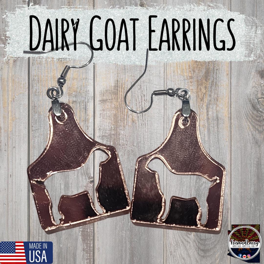 Mirrored Rose Gold Livestock Tag Earrings,  Lightweight Acrylic Jewelry, Show Animal Cutouts, 4H FFA Gift, Steer, Lamb, Pig, Turkey, Chicken