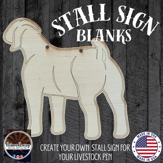 Rear Facing Market Goat Wood Sign Blank | Boer Show Goat Cutout | Animal Shaped DIY Stall Sign for 4H & FFA | Unfinished Paintable Craft