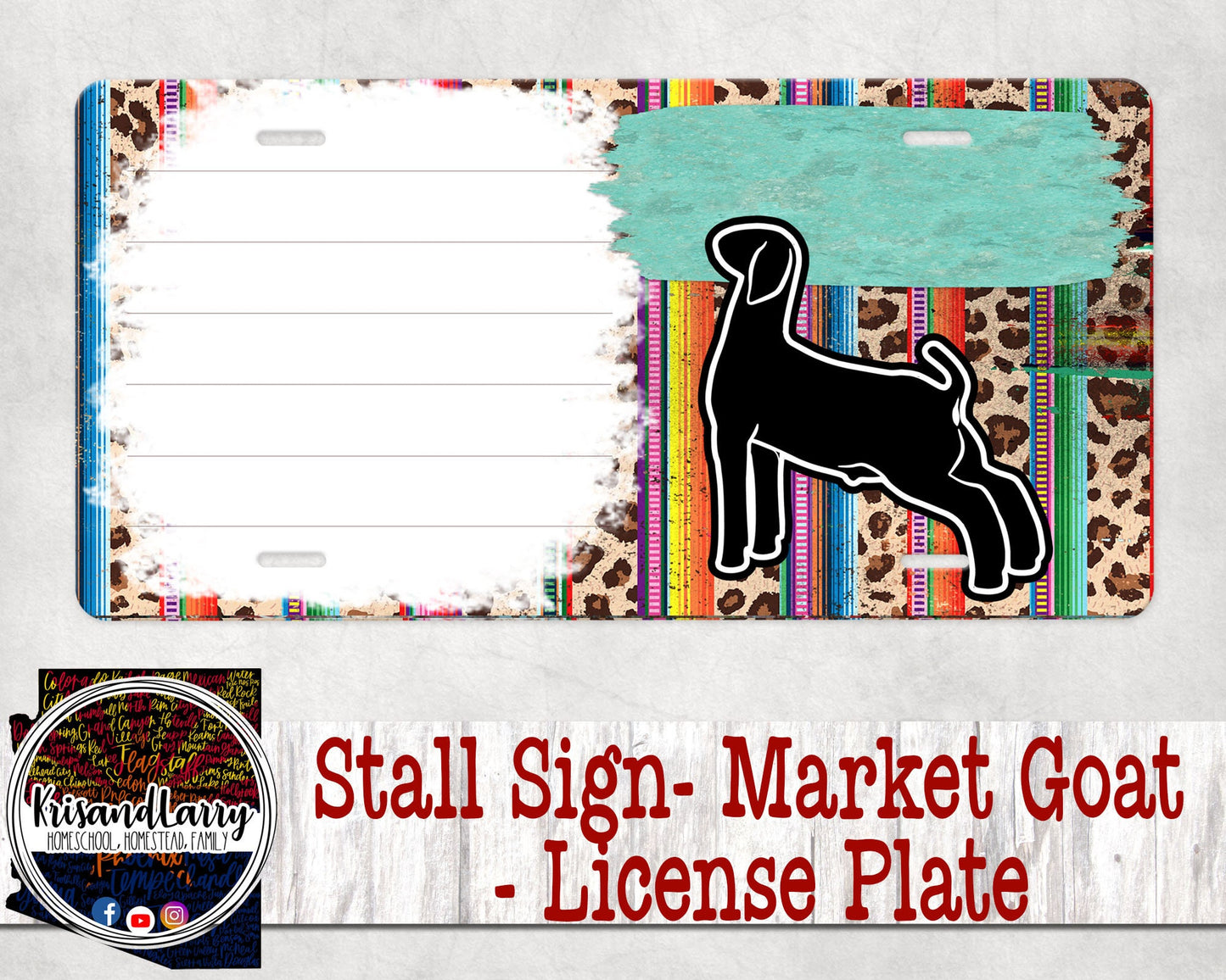 Custom License Plate Stall Sign, Livestock, Goat, Market Goat, Boer