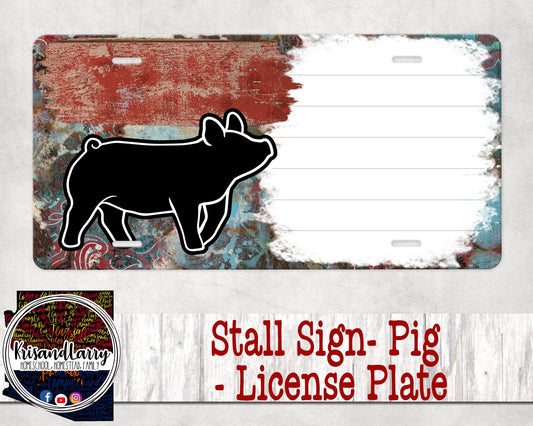 Custom License Plate Stall Sign, Livestock, Pig, Swine, Hog