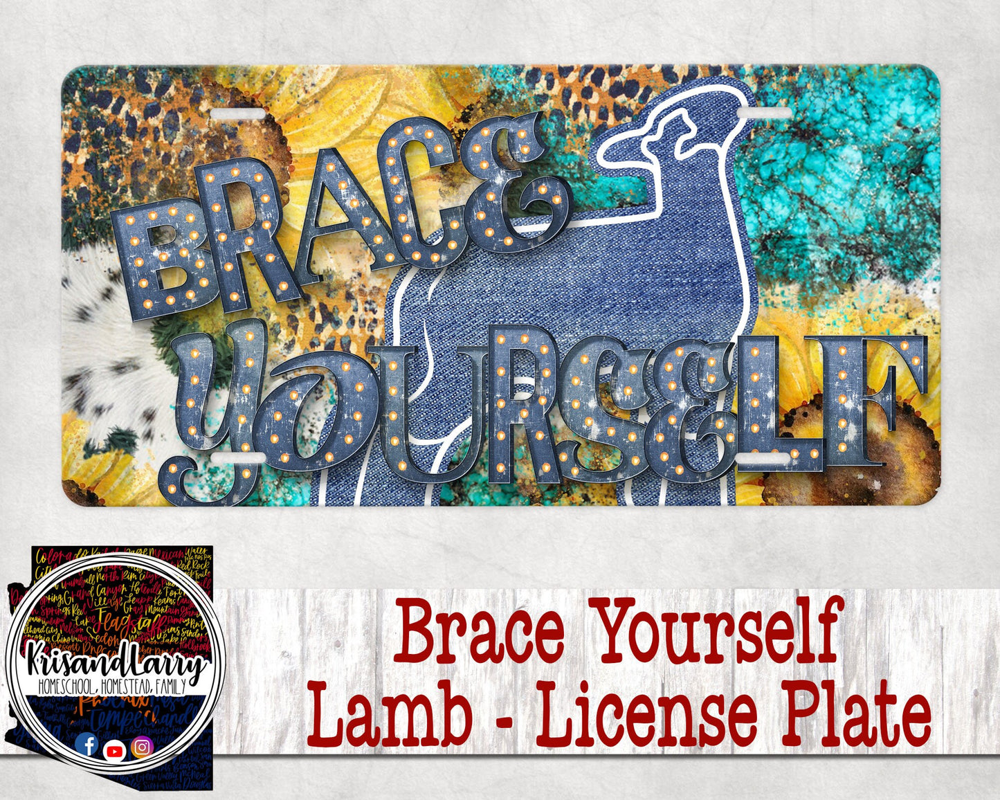 Brace Yourself - Showing LAMB Livestock License Plate,