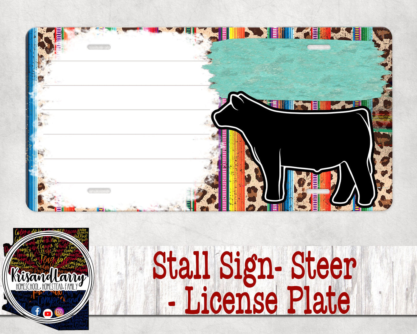 Custom License Plate Stall Sign, Livestock, Steer, Cow