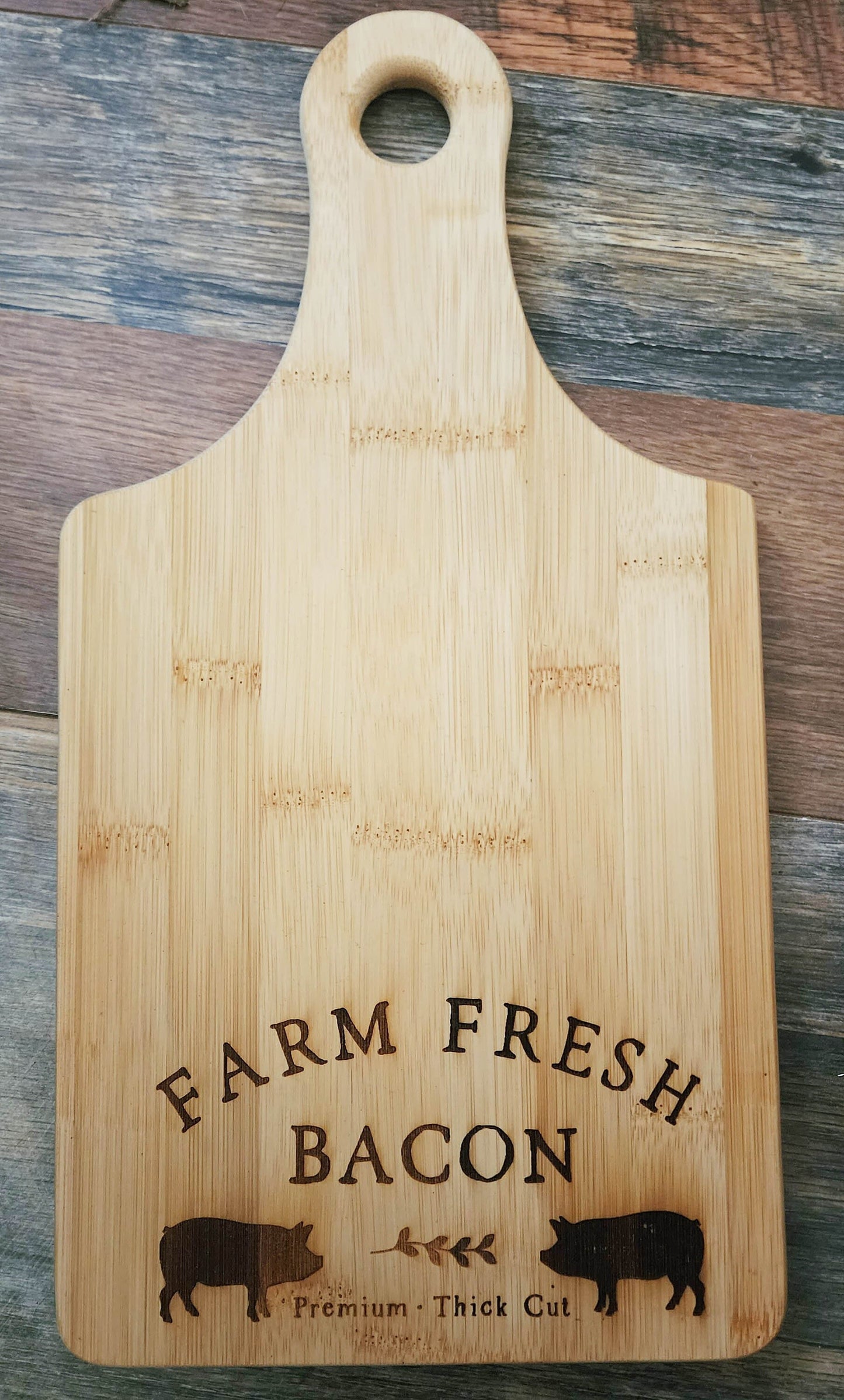 Farm Fresh Bacon bamboo cutting board