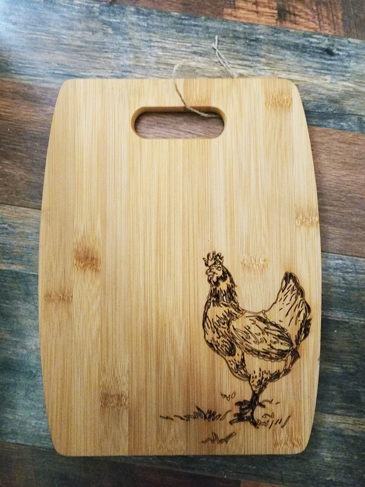 Chicken sketch bamboo cutting board