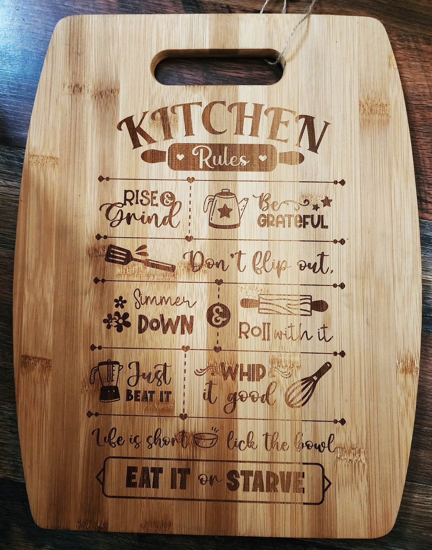 Kitchen Rules bamboo cutting board