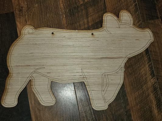 CUSTOM ORDER - WITH Etched Name - Pig Stall Sign blank, ears up, yorkshire, hampshire, livestock, wood stall blank, pig, hog, swine,