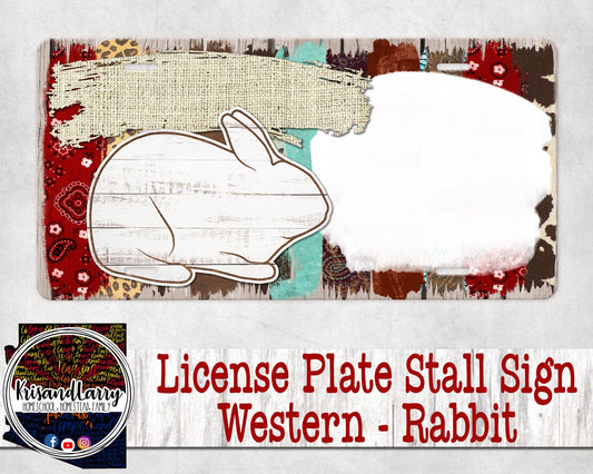 Custom Western License Plate Stall Sign, Livestock, Rabbit