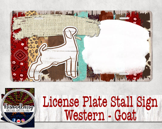Custom Western License Plate Stall Sign, Livestock, Goat, Market Goat, Boer