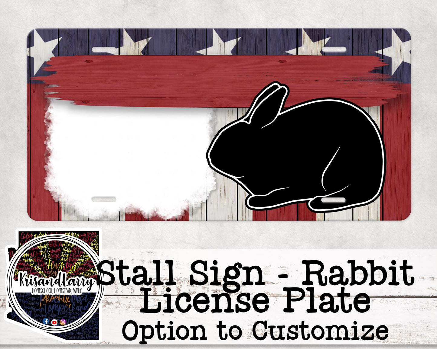 Custom License Plate Stall Sign, Livestock, Rabbit