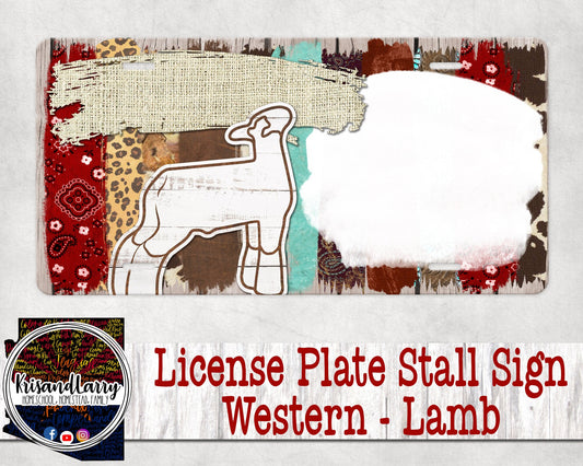 Custom Western License Plate Stall Sign, Livestock, Lamb