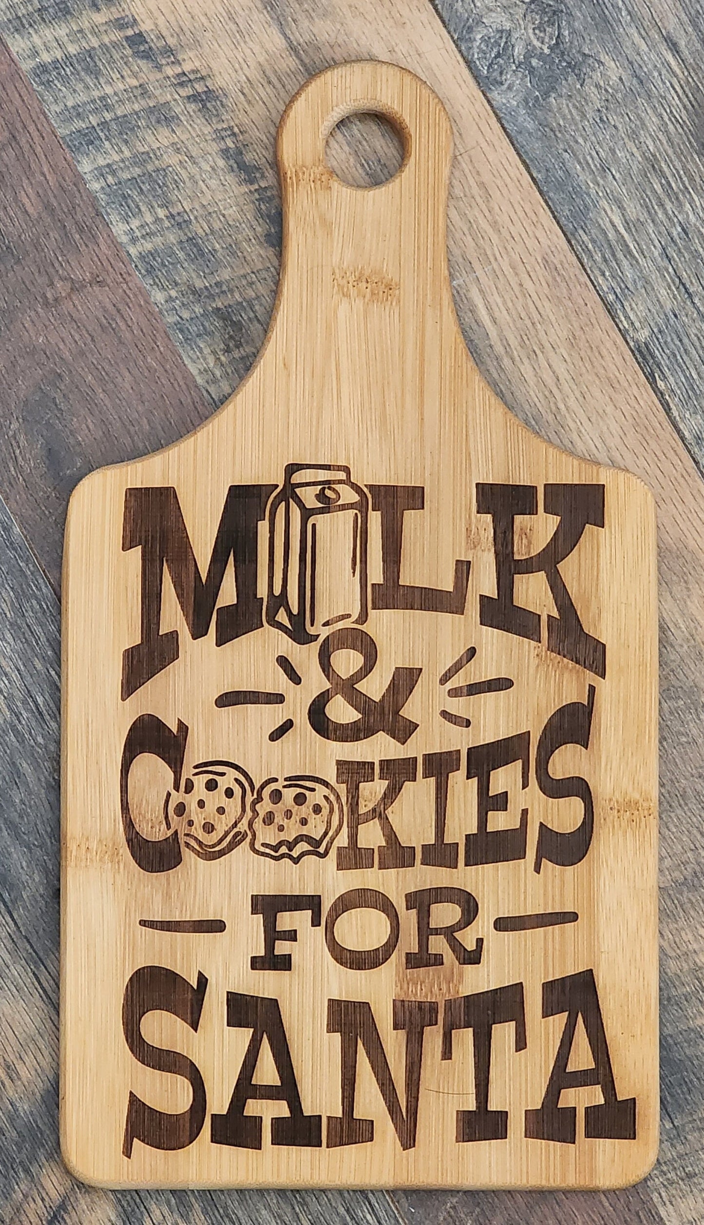 Milk and Cookies for Santa bamboo cutting board, serving board