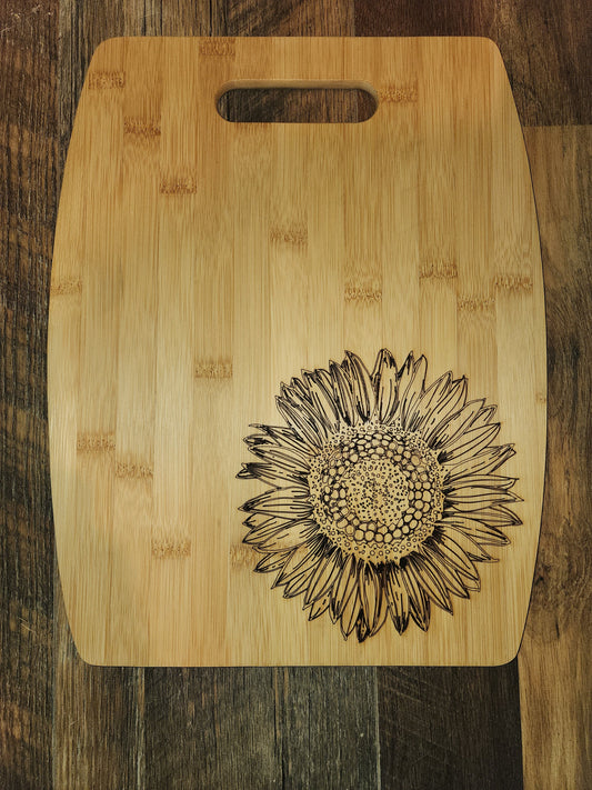 Sunflower bamboo cutting board - Large Arc